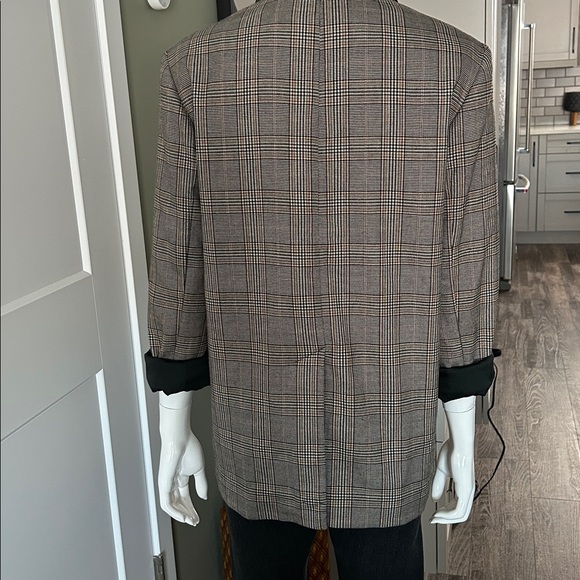 Free People Plaid Velvet Trim Blazer Oversized Boyfriend XS S M - Picture 10 of 16